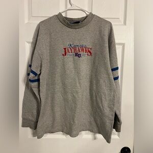Tsi Vintage Mens Kansas University Jayhawks Gray And Blue Sweatshirt Size Large
